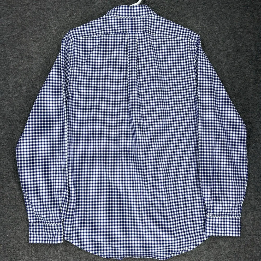 Polo Ralph Lauren Shirt Mens L Gingham Slim Fit Stretch Oxford OCBD Flesh Pony